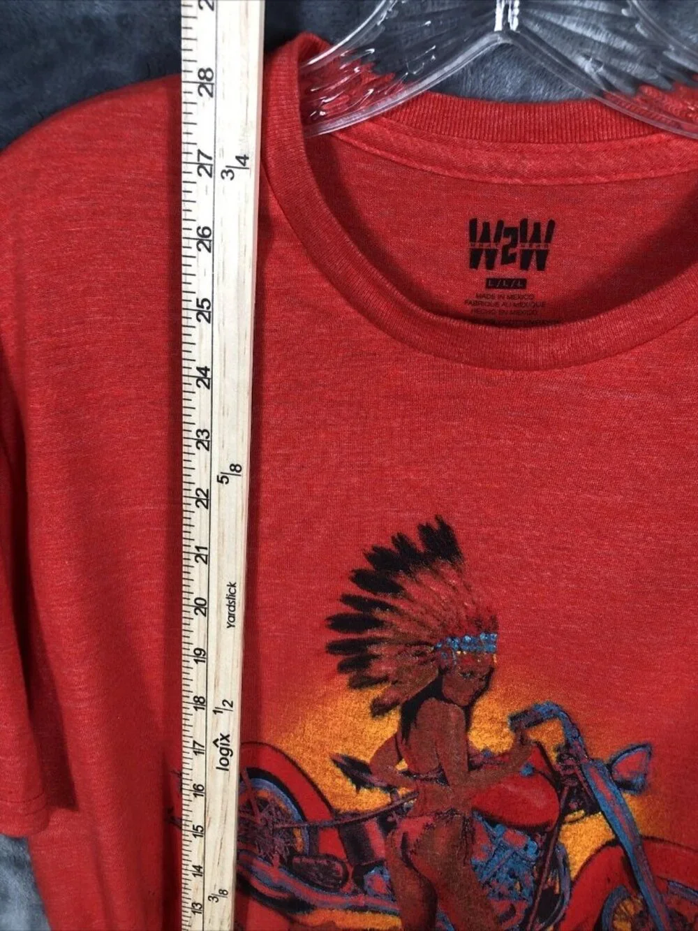 W2W T Shirt Men’s Indian Wild Spirit Red Biker Shirt Size Adult Large￼ - Picture 6 of 10